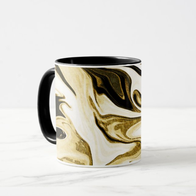 Abstract elegant retro digital fluid liquid marble mug (Front Left)