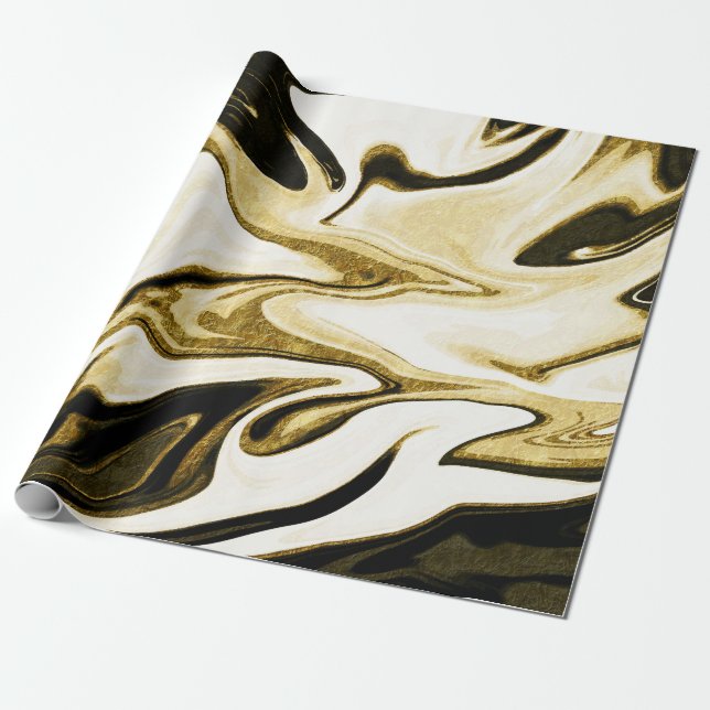 Abstract elegant retro digital fluid liquid marble wrapping paper (Unrolled)