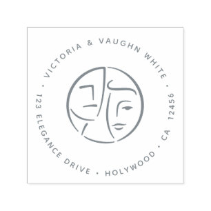 Abstract Elegant Rich Couple Return Address Self-inking Stamp