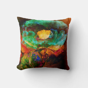Abstract elegant teal green floral throw pillow
