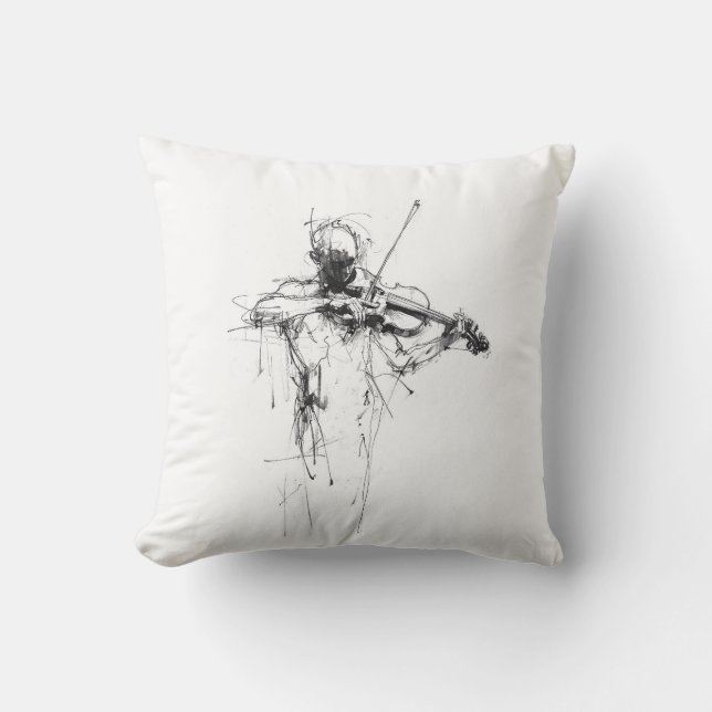 Abstract Elegant Violinist Throw Pillow (Front)