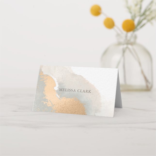 Abstract Elegant Watercolor Gold  Place Card (Front)