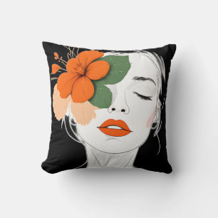 Abstract Elegant woman's face pinks Throw Pillow