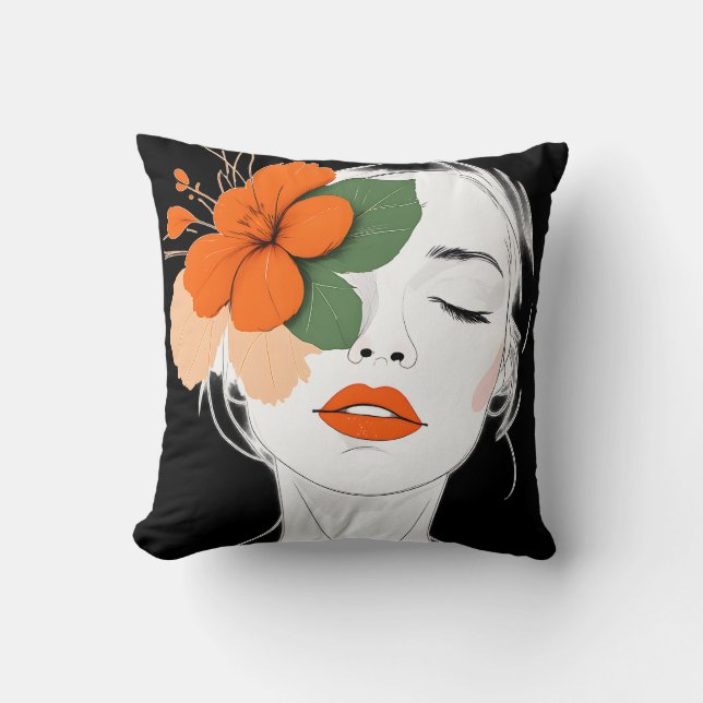 Abstract Elegant woman's face pinks Throw Pillow (Front)