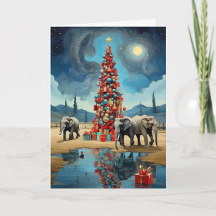 Abstract Elephant Christmas Card Modern Holiday
