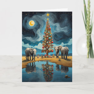 Abstract Elephant Christmas Card Modern Holiday