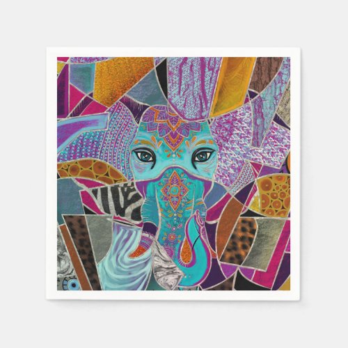Abstract Elephant collage _ mixed textures Napkins