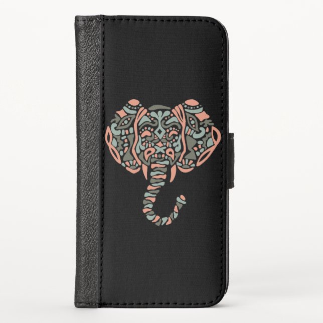 Abstract Elephant iPhone X Wallet Case (Front)