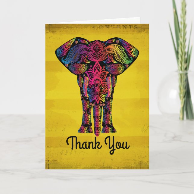 Abstract Elephant Ornamental Decorative Thank You (Front)