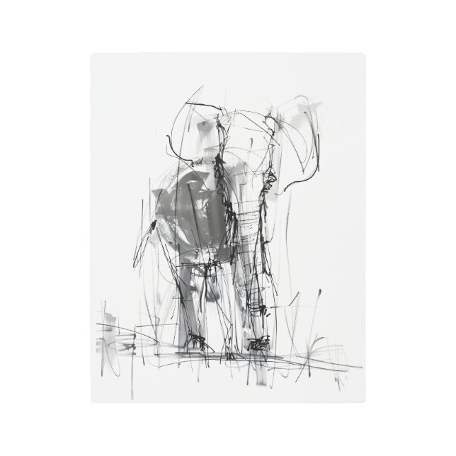 Abstract Elephant Sketch – Expressive Wildlife Art (Front)