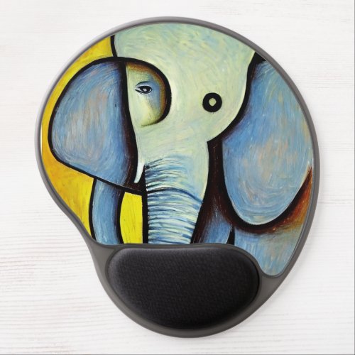 Abstract Elephant Yellow Fun Animal Painting Gel Mouse Pad