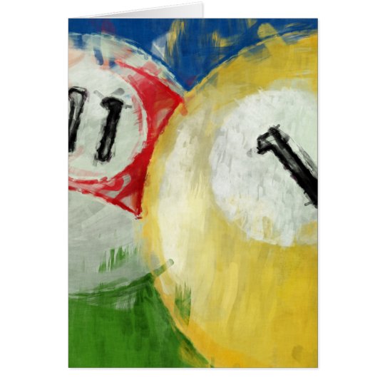 Abstract Eleven and One Ball Billiards Card