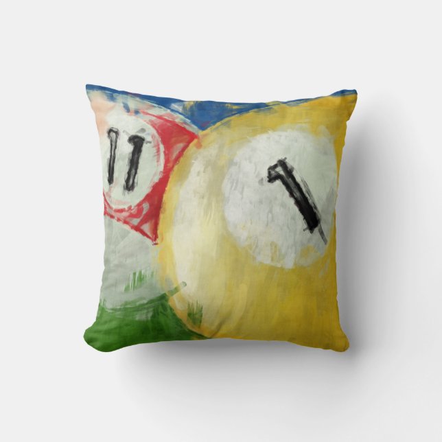 Abstract Eleven and One Ball Billiards Throw Pillow (Front)