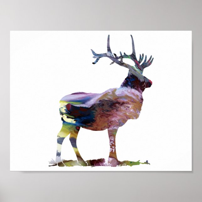 Abstract Elk silhouette Poster (Front)
