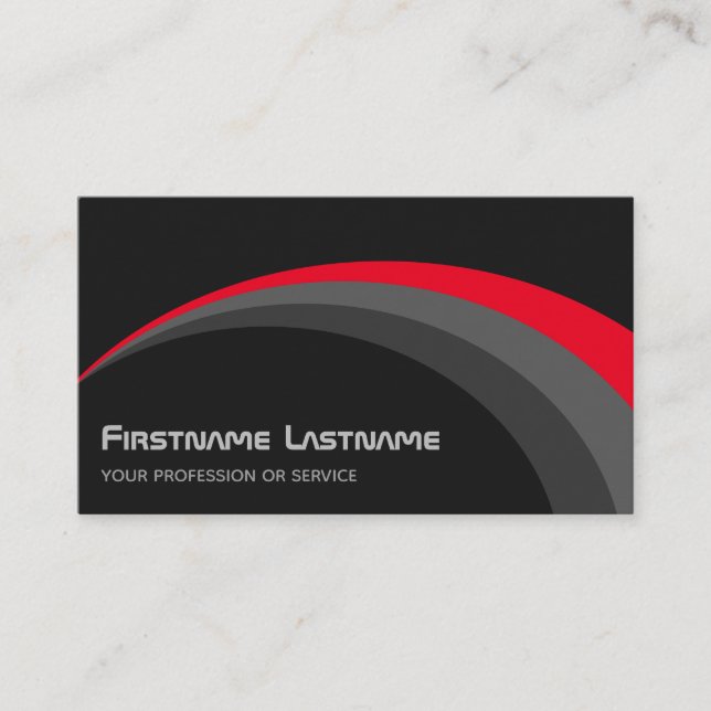 Abstract ellipse gray shades elegant red gray business card (Front)
