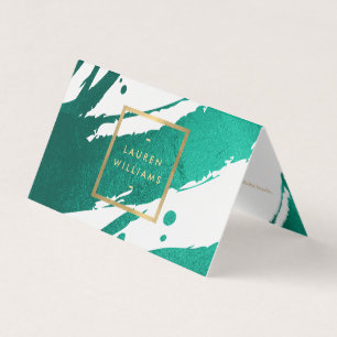 Abstract Emerald Green Brushstrokes Business Card