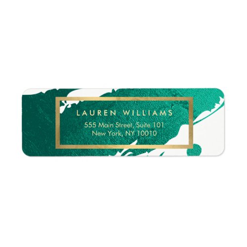 Abstract Emerald Green Brushstrokes Label
