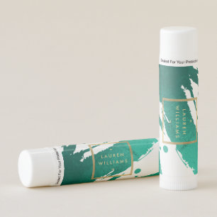 Abstract Emerald Green Brushstrokes Lip Balm