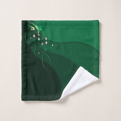 Abstract Emerald Green Layout and Gold Ornaments Bath Towel Set