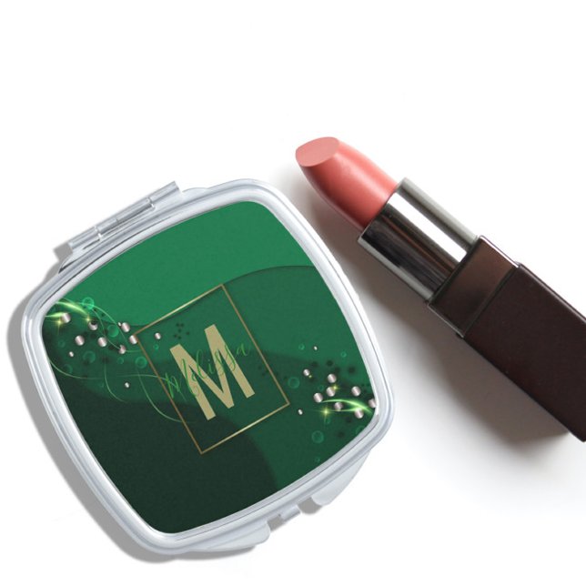 Abstract Emerald Green Layout and Gold Ornaments  Compact Mirror (Creator Uploaded)