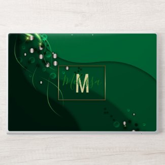 Abstract Emerald Green Layout and Gold Ornaments HP Laptop Skin
