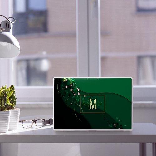 Abstract Emerald Green Layout and Gold Ornaments HP Laptop Skin