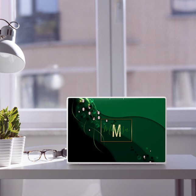 Abstract Emerald Green Layout and Gold Ornaments HP Laptop Skin (Creator Uploaded)