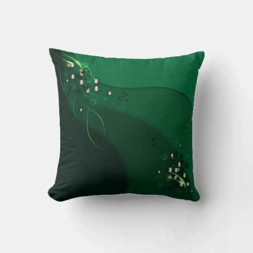 Abstract Emerald Green Layout and Gold Ornaments Throw Pillow