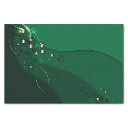 Abstract Emerald Green Layout and Gold Ornaments Tissue Paper