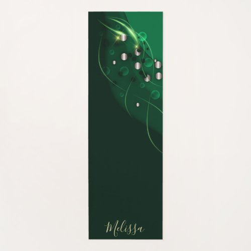 Abstract Emerald Green Layout and Gold Ornaments Yoga Mat