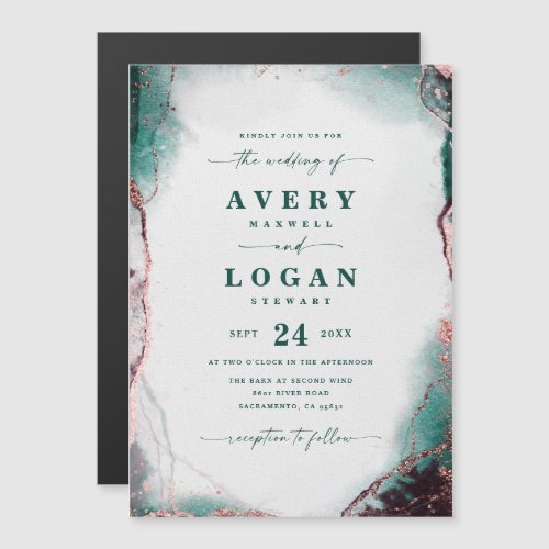 Abstract Emerald Green Magnetic Wedding Invitation