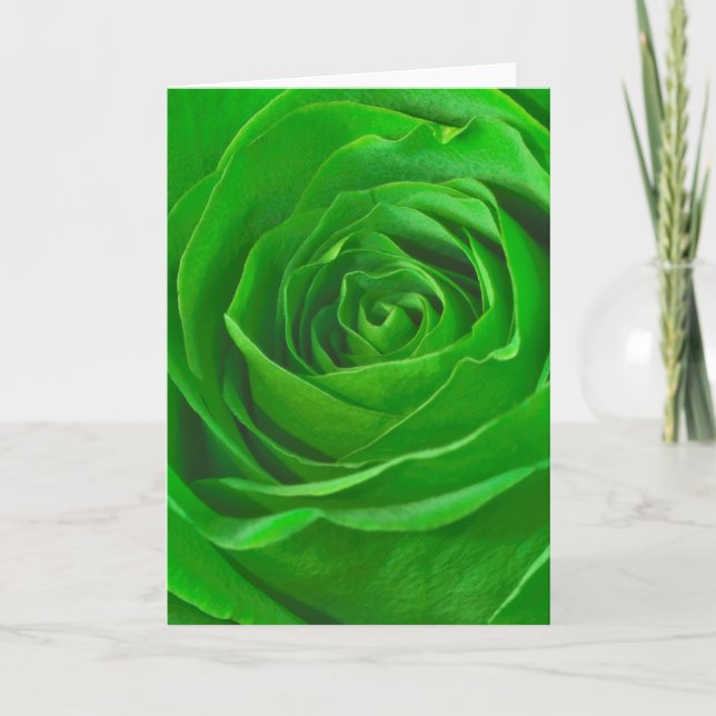 Abstract Emerald Green Rose Center Photograph Card (Front)