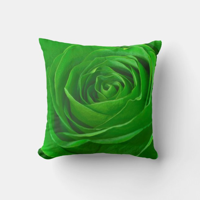 Abstract Emerald Green Rose Center Photograph Throw Pillow (Front)
