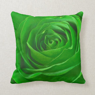 Abstract Emerald Green Rose Center Photograph Throw Pillow