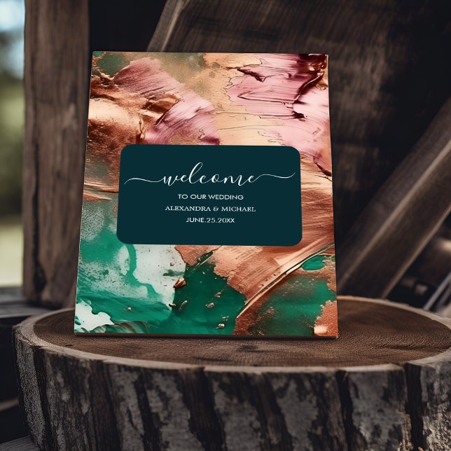 Abstract emerald green rose gold wedding foam board (Creator Uploaded)