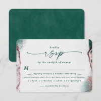 Abstract Emerald Wedding Meal Choice RSVP Card