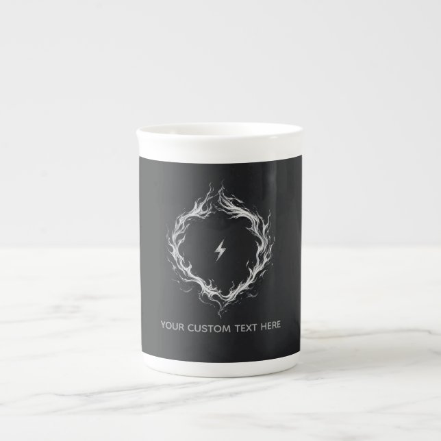 Abstract Energy Circle– Customizable Text Bone China Mug (Front)
