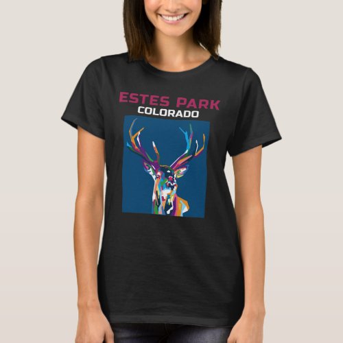 Abstract Estes Park Colorado and the Deer in WPAP T_Shirt