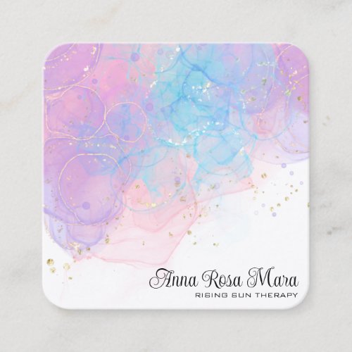  Abstract Ethereal AP46 Magical Glitter QR Logo Square Business Card