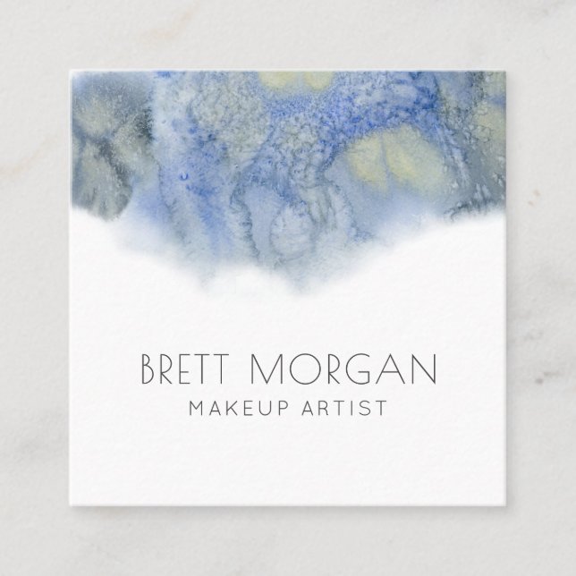 Abstract Ethereal Blue Makeup Artist Business Card (Front)