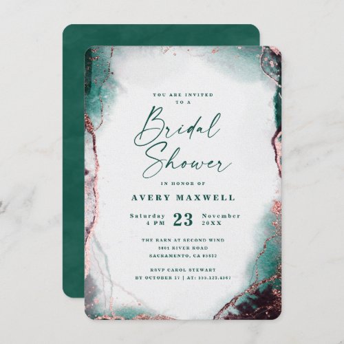 Abstract Ethereal Emerald Green Bridal Shower Invitation