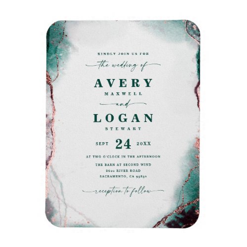 Abstract Ethereal Emerald Green Wedding Invitation Magnet