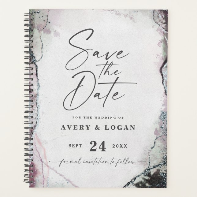 Abstract Ethereal Mauve Lilac Purple Wedding Plans Planner (Front)