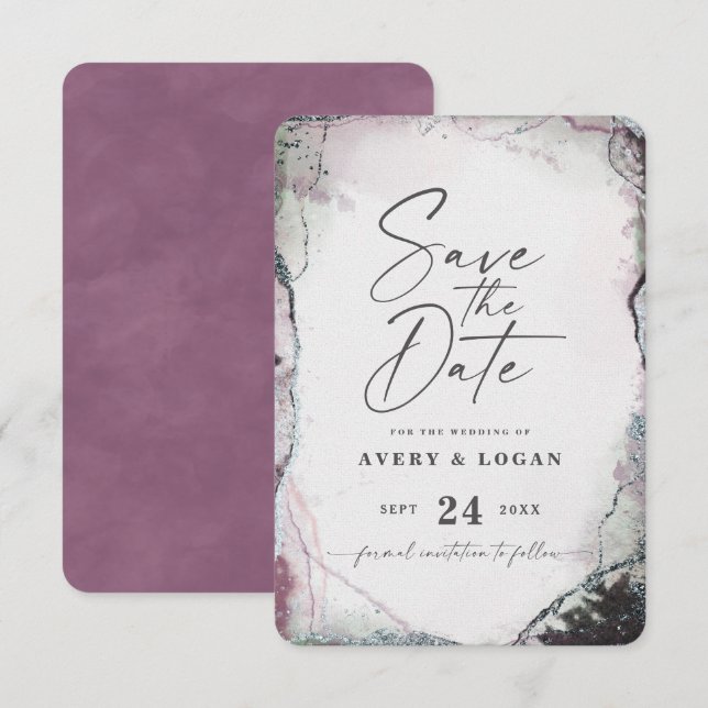 Abstract Ethereal Mauve Lilac Purple Wedding Save The Date (Front/Back)
