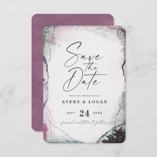 Abstract Ethereal Mauve Lilac Purple Wedding Save The Date