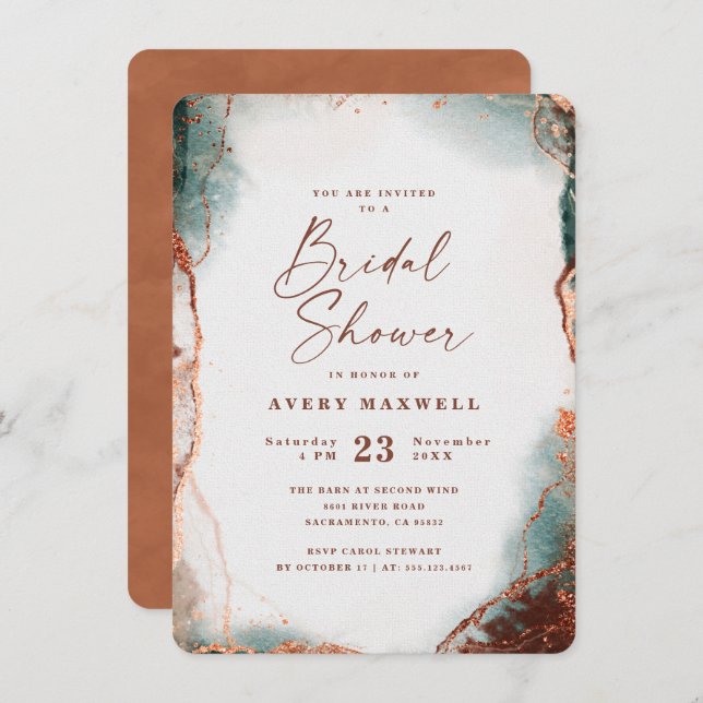 Abstract Ethereal Terra Cotta Bridal Shower Invitation (Front/Back)