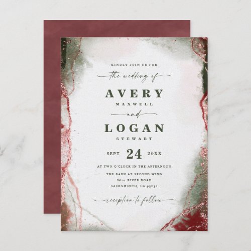 Abstract Ethereal Terra Rosa Wedding Invitation