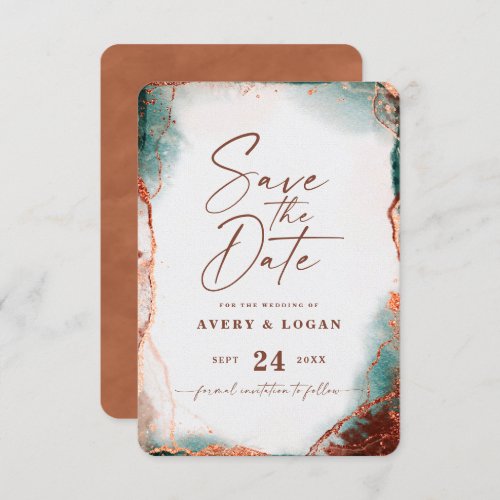 Abstract Ethereal Watercolor Terra Cotta Wedding Save The Date