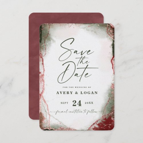 Abstract Ethereal Watercolor Terra Rosa Wedding Save The Date