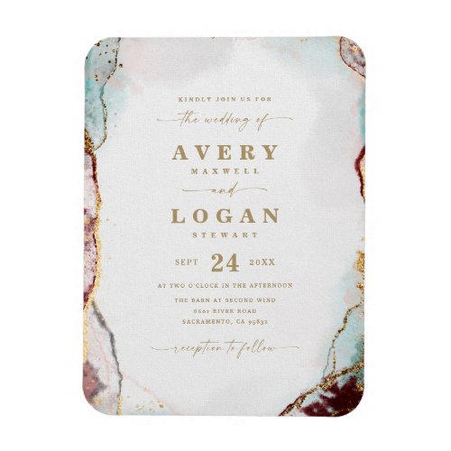 Abstract Ethereal Wine  Gold Wedding Invitation Magnet